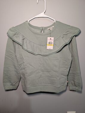 NWT Lucky Brand Girls Chinois Green Ruffle Sweatshirt M 8/10